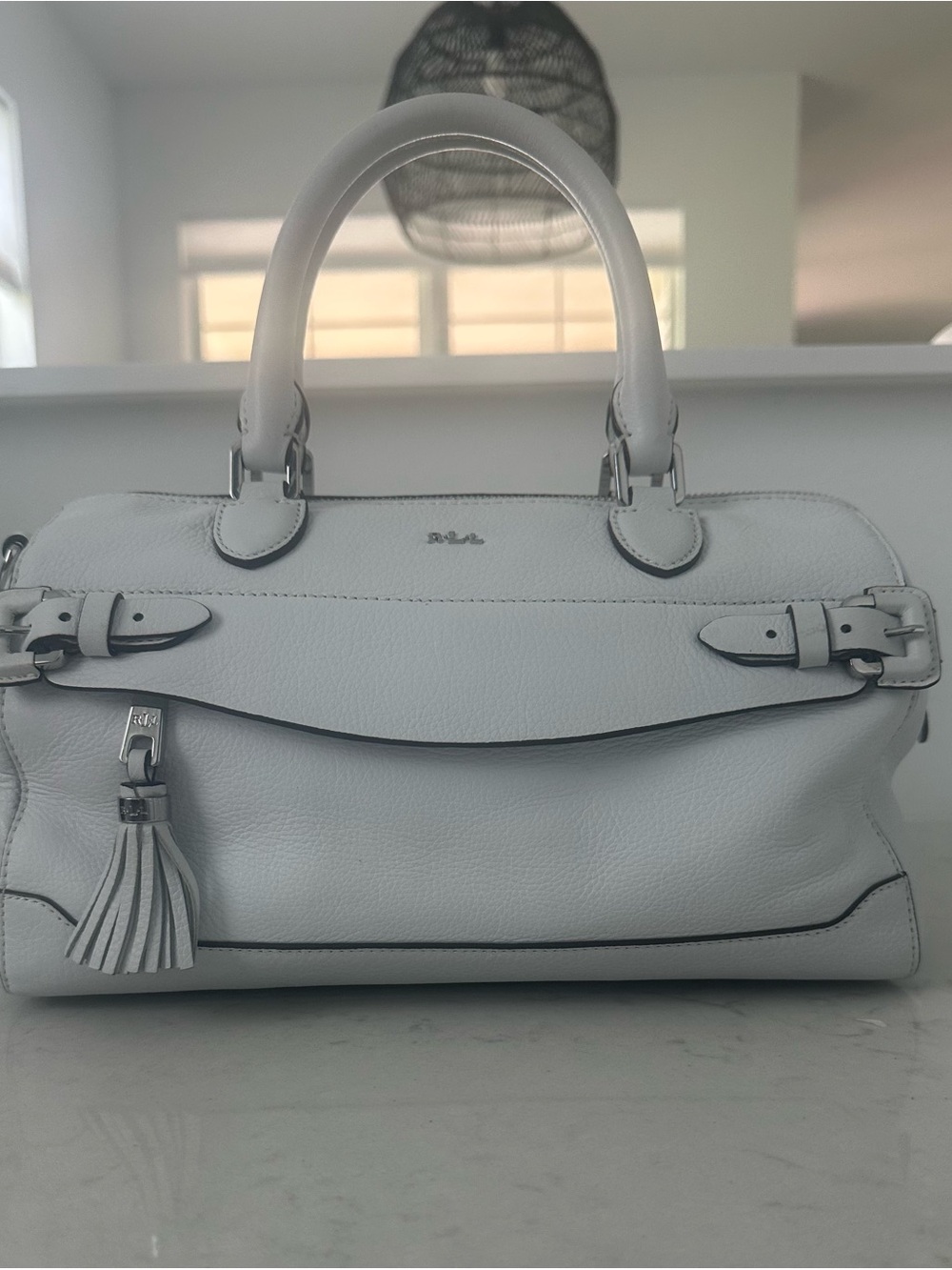 Lauren Ralph Lauren White Leather Top-Handle Satchelt